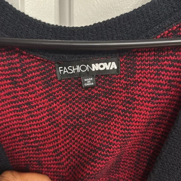 Fashion Nova Red and Black Knit Sweater - Picture 6 of 8
